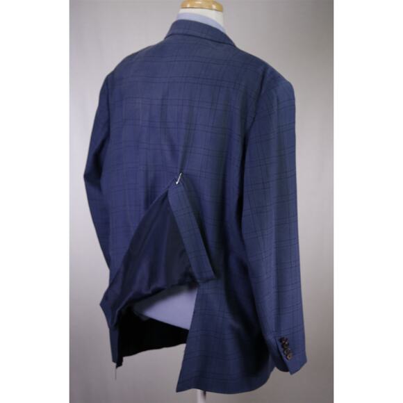 Ralph Lauren Men's Blue Windowpane Silk Wool 2-Btn Sportcoat Blazer 52R - Picture 7 of 9